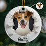 CustomPhoto3DEffectSnowFunnyDogCatPet PersonalizedCircleCeramicOrnament DEF